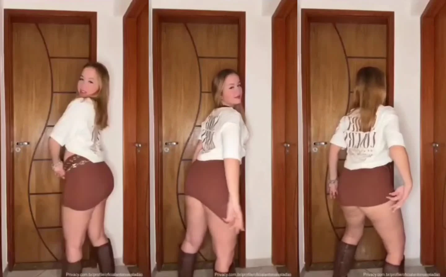 Antonia Valadão exibindo a buceta na mini saia