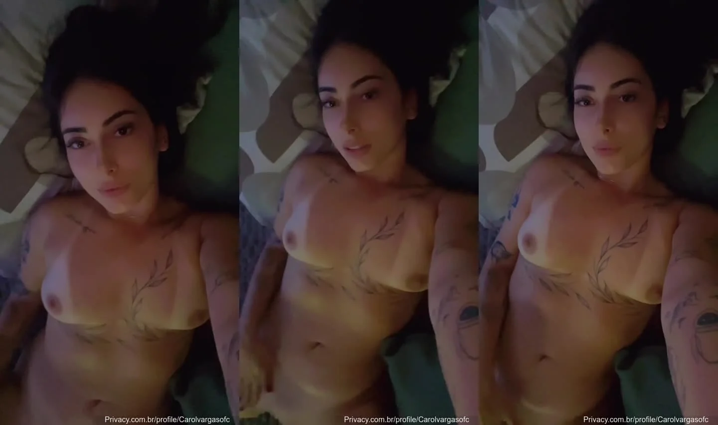 Carol Vargas pelada se masturbando na cama com tesão