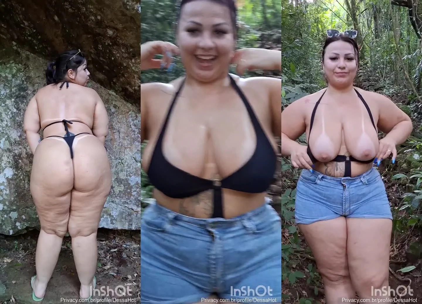 Dessa exibe a bunda rabuda na cachoeira de graça