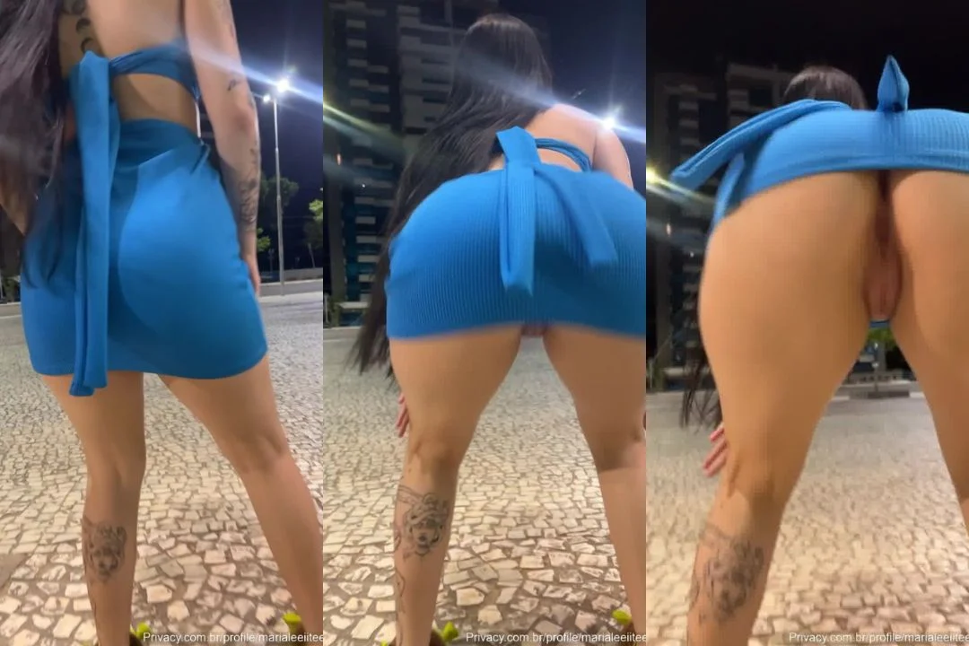 Maria Leite mostra a buceta na rua sem calcinha