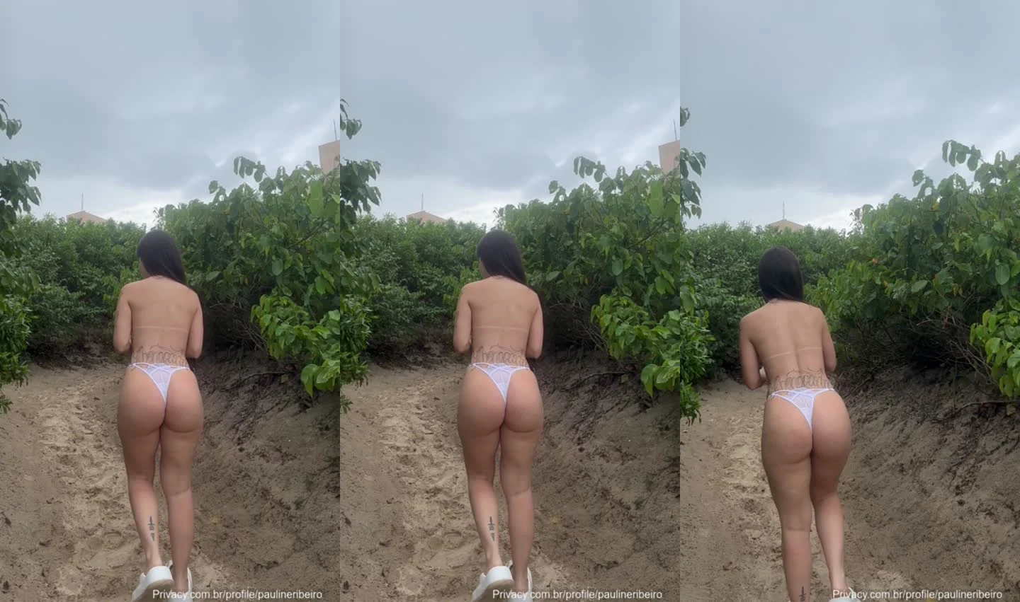 Pauline Ribeiro Exibe o Rabão Empinado Na Praia