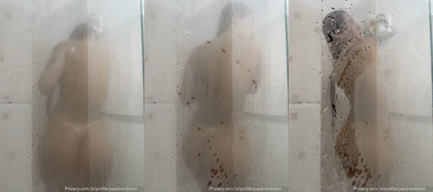 Pauline Ribeiro pelada tomando banho quente e se ensaboando toda