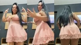 Rebola putinha de vestido curto exibindo o rabo gostoso