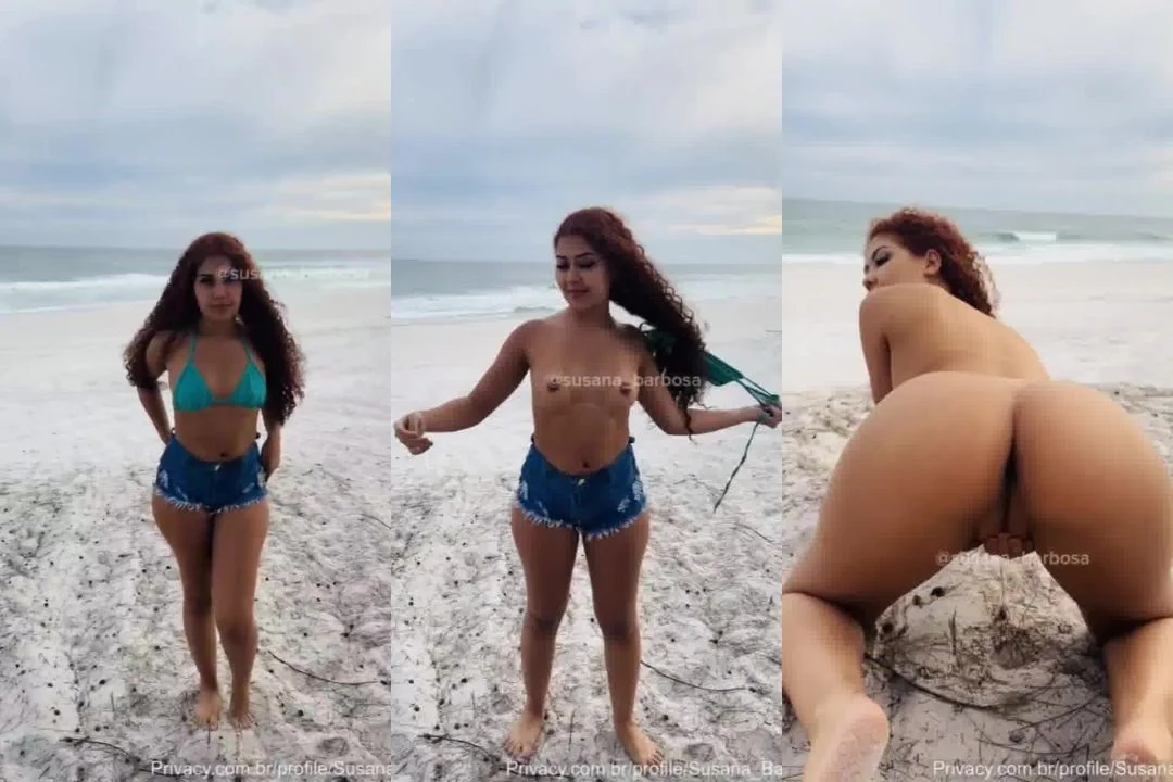 Susana Barbia Exibindo a Bunda Ardente na Praia