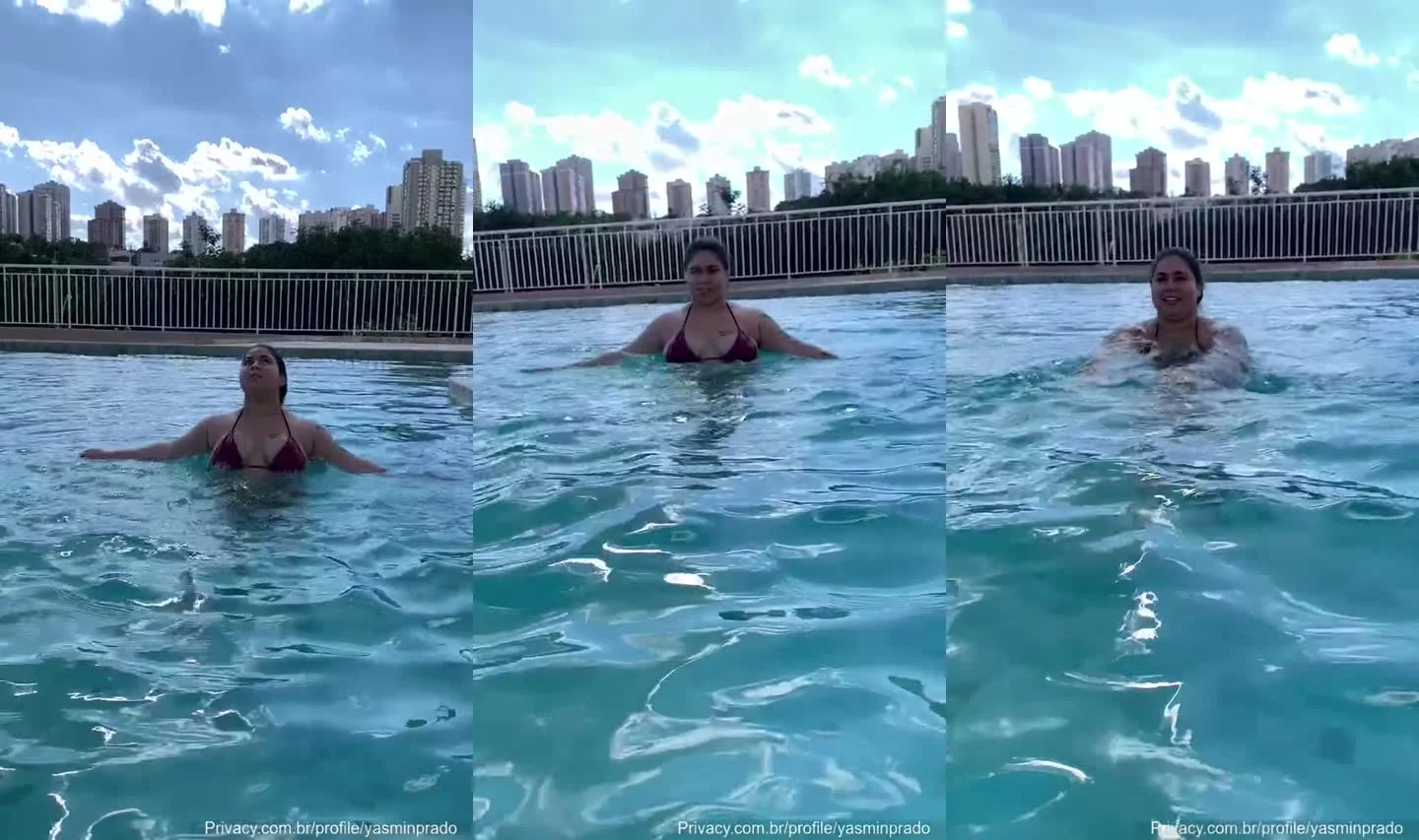 Yasmin Prado exibe peitos gostosos na piscina