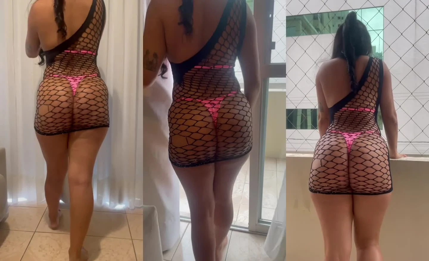 Chrys Angel rebolando de fio dental na varanda