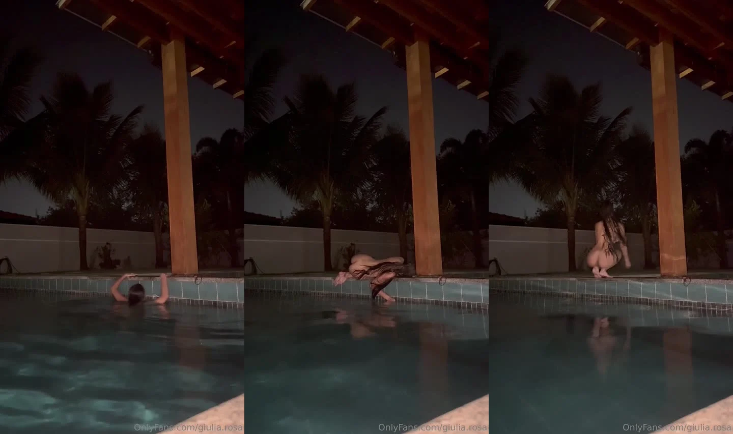 Giulia Rosa pelada na piscina mostra a bucetinha molhada