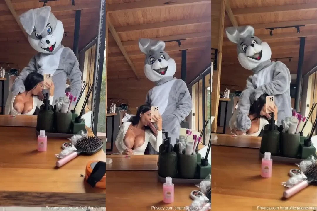 Jaiane Limma dá uma chupada intensa no coelho da Páscoa