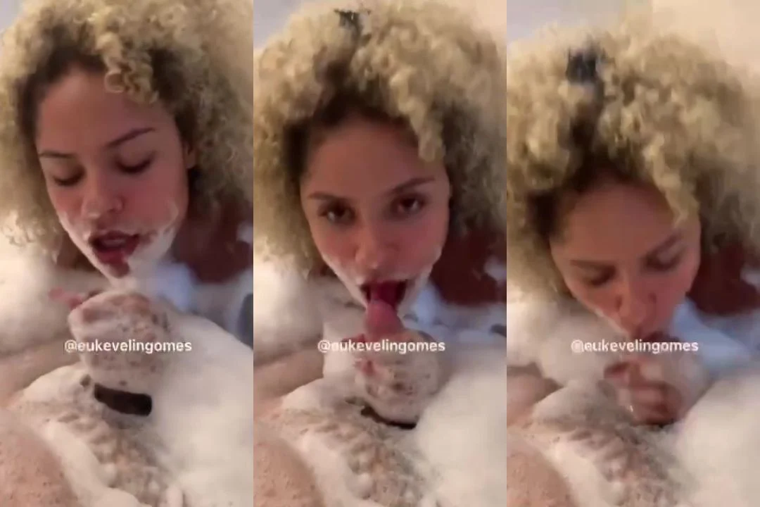Kevelin Gomes dando um boquete sensual na banheira