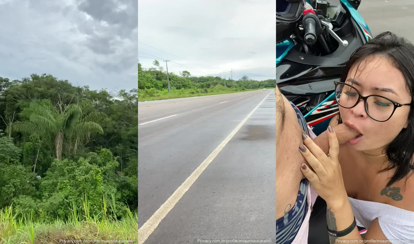 Raquel Araújo chupa rola descaradamente na estrada